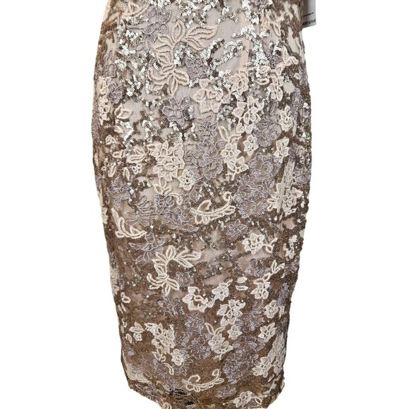 Alex Evenings Womens Rose Gold Lace & Sequin Cap Sleeve Sheath Dress Size 6 - Picture 12 of 15